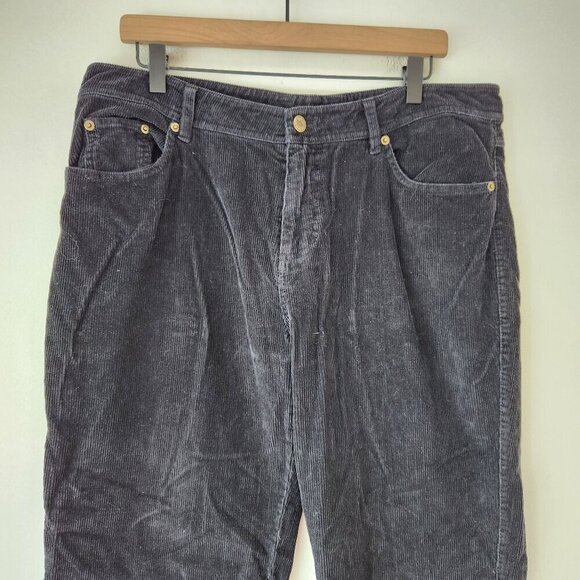 Garnet Hill Black Corduroy Pants Bootcut Jeans Wide Leg Women's 14 Long - Picture 3 of 7
